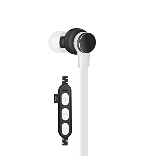 Boofab Wireless Bluetooth TF MP3 Flash Memory Card SD Card 4.2 Stereo Sports Headphone Hands-free calling. (White)