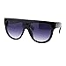 Womens Flat Top Thick Plastic Oversize Boyfriend Fit Sunglasses Black