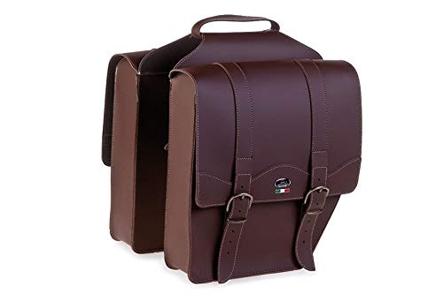 MONTEGRAPPa 2 Leather Bicycle Bag - Made in Italy - Brown
