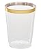 Gold Plastic Clear Cups | 10 oz. 50 Pack | Disposable Party Cups with Gold Rim | Fancy Wedding Tumblers | Elegant Party Supplies & Decorations | Old Fashioned Tumblers [Drinket Collection]