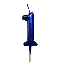 Grabo Birthday Candles Numbers 1, Large Size Navy Glitter Birthday Numeral Candles, Blue Birthday Candles ONE for Birthdays, Weddings, Reunions, Theme Party (1)