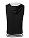 Youstar Modern Color Block Sleeveless Zipper Closure Drawstring Hoodie Black White 2XL