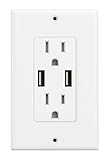 EnergyPal High Speed Dual USB Charger Outlet 15A Receptacle