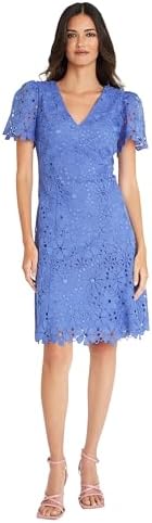 Chaps Women's Floral Fit-and-Flare Dress Dress, col Creme/Waikiki Blue/Multi,  10 at Amazon Women's Clothing store