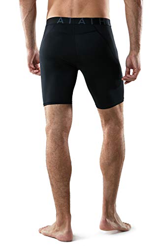 ATHLIO Men's Cool Dry Compression Active Sports Baselayer Shorts, 3pack(bsp06) - Black/Black/Black, Large - Thumbnail 5
