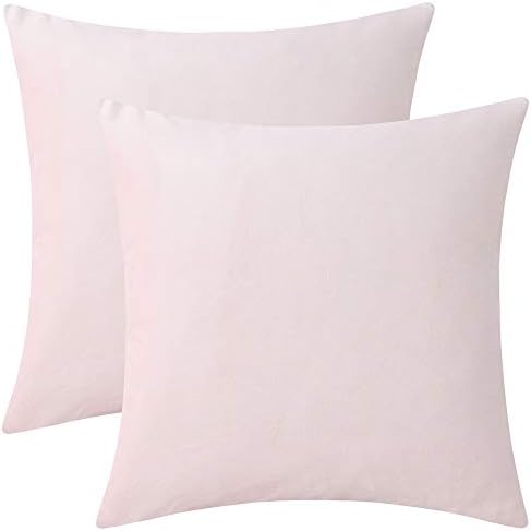 Rythome Set of 2 Comfortable Throw Pillow Cover for Bedding, Decorative Accent Cushion Sham Case for Couch Sofa, Soft Solid Velvet with Zipper Hidden - 16"x16", Baby Pink