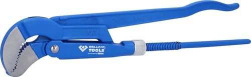 BRILLIANT TOOLS BT067115 Corner Pipe Wrench 1.1/2 Inch 45° Angled [Powered by KS Tools]