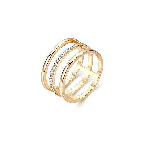 Womens 14k Gold Open Parallel Bar Rings,Double X Criss Cross