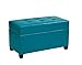 OSP Home Furnishings Metro Tufted Rectangular Storage Ottoman with Padded Upholstery and Soft Closing Hinges, Blue Vinyl