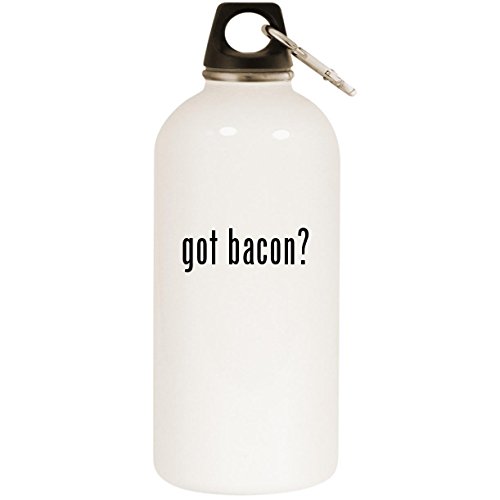 Molandra Products got Bacon? - White 20oz Stainless Steel Water Bottle with Carabiner