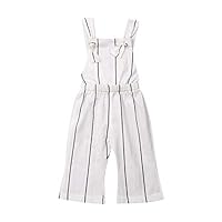 Kids Baby Girl Strap Romper for Toddler Kids Summer Overalls Sleeveless Jumpsuits Bell Stripe White Pants (White, 2-3 Years)