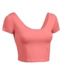 RubyK Womens Fitted Short Sleeve Crop Top with Stretch