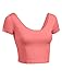 RubyK Womens Fitted Short Sleeve Crop Top with Stretch