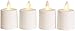 Set of 4 Luminara Rechargeable Tea Light Flameless Candles: 4 White, Unscented Flameless Votive Candles with Decorative Charging Base