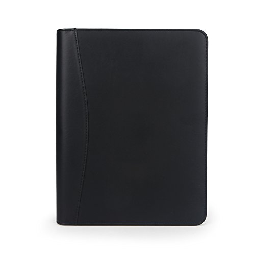 Freeprint 3 Ring Portfolio Binder with Writing Pad - PU Leather Professional Resume Padfolio Folder/Document Organizer for Interview & Business, Black