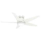 Casablanca 59021 Isotope 52-Inch 5-Blade Single Light Ceiling Fan, Snow White with Snow White Blades and Cased White Glass Bowl Light