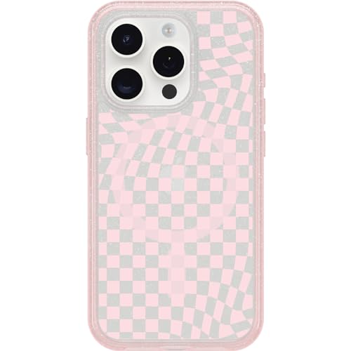 OtterBox iPhone 15 Pro (Only) Symmetry Series Clear Case - Checkmate (Pink), Sn…