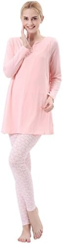 Niyatree Women Long Sleeve Cat Pattern Casual Sleepwear Classic Pajamas Set XL Pink