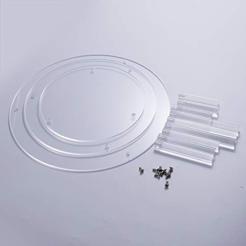 RonXer 3 Set Round Clear Acrylic Retail Display Risers Stand for Cupcake Dessert Cake Pizza Appetizers Pastries Bakery(Diameter 8,10,12)