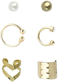 Stub and Pearls Ear Cuff Gold-tone Earrings