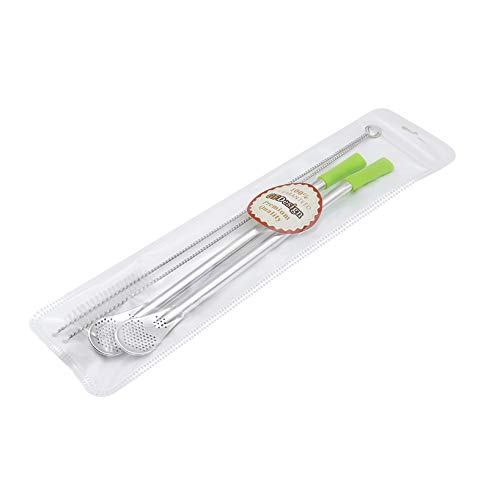 GFDesign 8.3 Inches Long Yerba Mate Bombilla Gourd Drinking Filter Straws Soft Heatproof Silicone Tips Cover Food-Grade 18/8 Stainless Steel & Silicone - Set of 2 with Silicone Tips & Cleaning Brushes - Thumbnail 6