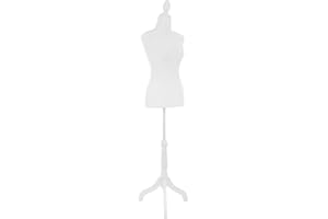 DOPINMIN Mannequin Dress Form 49.6"-63.7" Inch Height Adjustable Female Model Display Mannequin Body High Density Foam with Wooden Tripod Base Stand for Sewing Dressmakers Dress Display,White