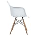 ELERANBE Set of 2 (Two) White Arm Chair- Eames Eiffel Style Lounge ArmChair Chairs Natural Wood Wooden Legs for Dining Room Living Room Cafe Kitchen