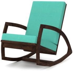 Mahima Handicrafts Sheesham Wood Rocking Chair with Green Cushions for Room (Standard, Walnut)