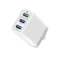 Wall Charger Fast Adapter, Phone Charging Block Fast Charge, 30W 3 Port Travel Wall Fast Charger QC3.0 QC2.0 Wall Adapter（White）