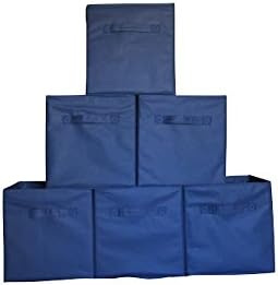 Blue Soft Sided Storage Boxes - 6 Pack Made of Durable Fabric to Last a Lifetime Great for Home Office or Apartment. These work well in Kitchens, Living Rooms, Laundry and Dorm Rooms