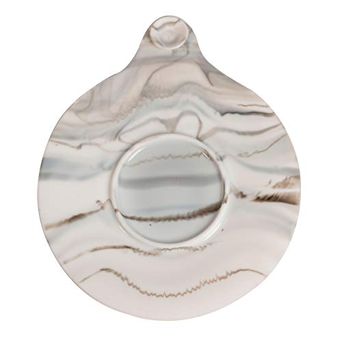 B.N.D TOP Bath Tub Stopper Silicone Drain Cover White & Gray Marble Look Decorative Bathroom Accessories with Suction Cup to Secure it to The Bathtub