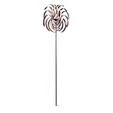 Collections Etc Double Pinwheel Wind Spinner with Glass Ball Solar Light - Outdoor Garden and Yard Decoration, Brown