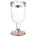 50-Pack Rose Gold Rimmed Disposable Wine Glasses | 7 oz. Premium Clear Hard Plastic Fancy Wine Cups (50-Pack) by Bloomingoods