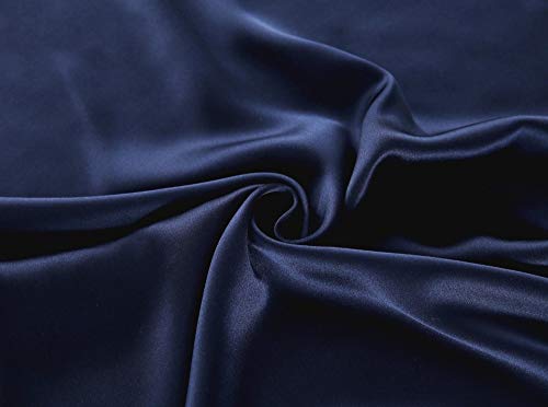 100% Pure Mulberry Slip Silk Pillowcase Standard Size 21 Momme 600 Thread Count for Hair and Skin With Hidden Zipper, Hypoallergenic Soft Breathable Both Sides Silk Pillow Case, 20×26inches, Navy Blue