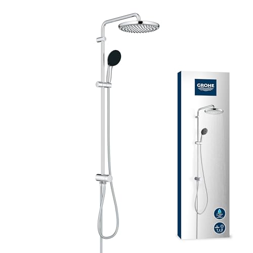 GROHE Vitalio 250, Duschset ohne Armatur, wassersparend, 8l pro Min (Regendusche für vorhandene Duscharmaturen, Duschkopf 2 Strahlarten, Duschstange 104cm, Duschsystem), rund, chrom, 26989001