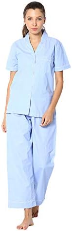 Huggs Luxury 100% Cotton 2pc Full Length Pyjama Set for Women Super Soft Cotton Pyjamas for Women Printed Cool Cotton Sleepwear Set Capri for Women Pyjamas Loungewear Notch Collar Pyjama (S- XXL)
