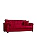Handy Living Maurice Pillow Top Arm Convert-a-Couch in Crimson Microfiber
