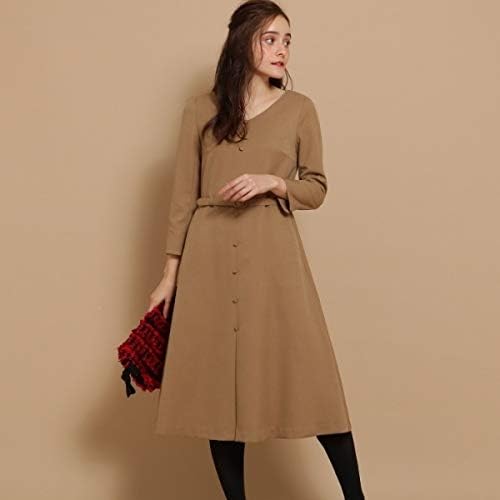 Amazon Co Jp アナトリエ Anatelier ワンピース Lサイズあり ボタンスリットワンピース キャメル 041 40 L 服 ファッション小物