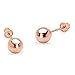 14k Rose Gold 5mm Plain Hollow Gold Ball Children Screw Back Baby Girls Stud Earrings