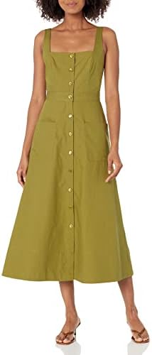 madewell button waist midi dress Linen-Cotton Side-Button Midi Dress