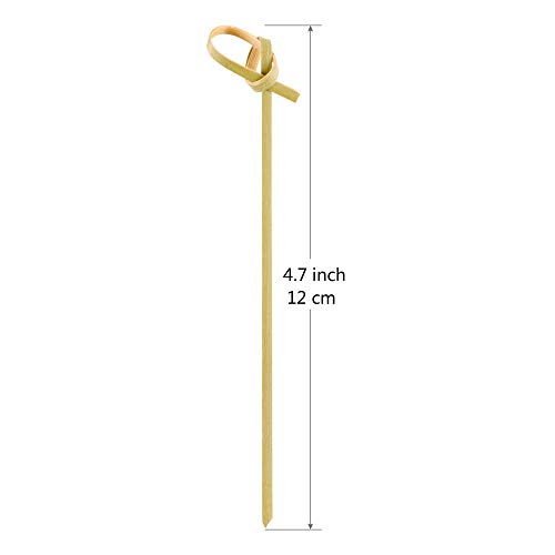 Bamboo Knot Skewers 4.7 Inch, Appetizer Décor Disposable Twisted Ends Cocktail Picks - Decorative Drink, Fruit, Olives, Baby Pickles, Pickled Okra, Shrimp Picks (Knotted Toothpicks, 100 Counts) - Thumbnail 3
