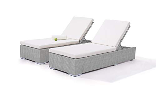 talfa Polyrattan Sonnenliegen Set in Grau satiniert Culie, 2 Stück