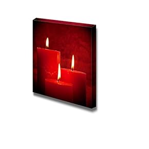 Canvas Prints Wall Art - Three Red Candles | Modern Wall Decor/Home Art Stretched Gallery Canvas Wraps Giclee Print & Ready to Hang - 12" x 12"