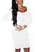 LaSuiveur Womens Long Sleeves Crewneck Bodycon Bandage Midi Evening Dresses, White, Small