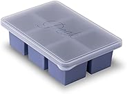 W&P Cup Cubes Silicone Freezer Tray with Lid, Blue, Makes 6 Perfect 1-Cup Portions, Freeze & Store Sou