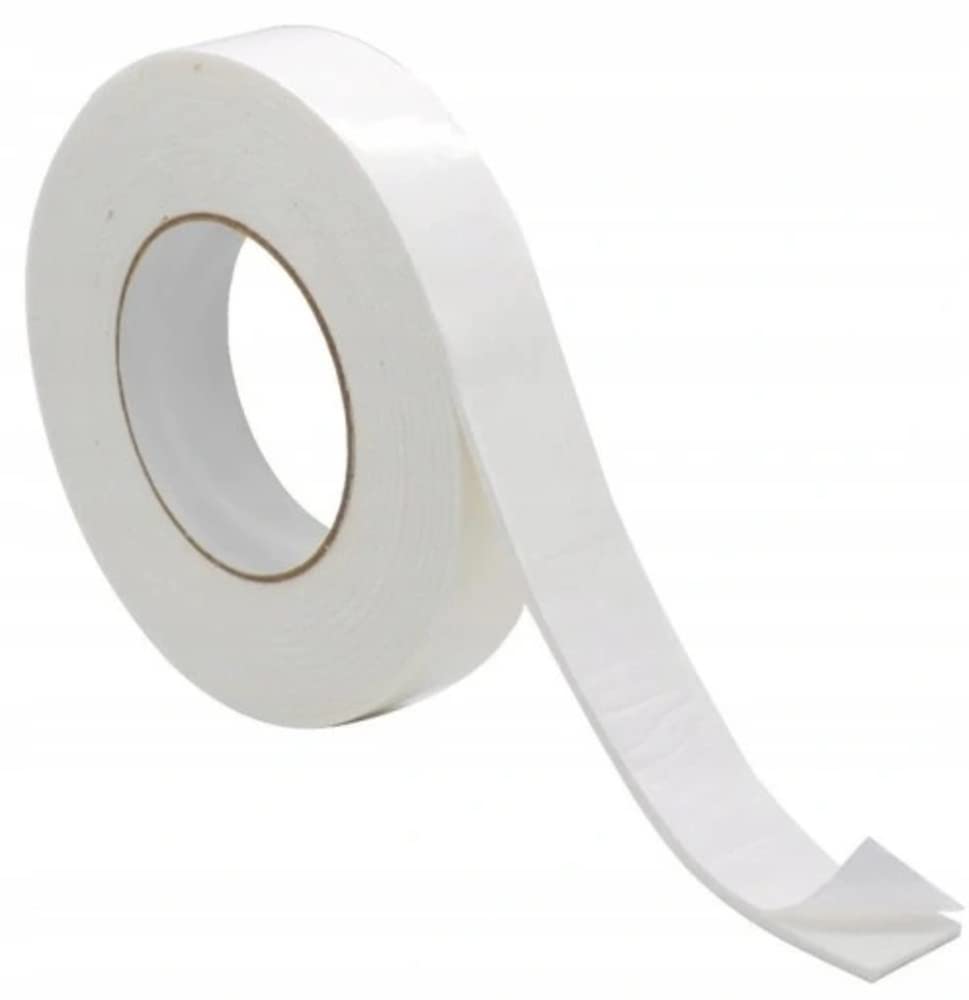 Wooden World - Double side Foam tape PE - White foam - 2 mm Thick 9 mm width and 25 m long - White spacer