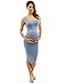 PattyBoutik Mama Scoop Neck Maternity Tank Dress (Light Cornflower Blue M)