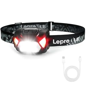 Lepro ヘッドライト 充電式 USB-C 高輝度 300ルーメン LED ヘッドランプ 災害 停電用 小型 軽量（ブラック）