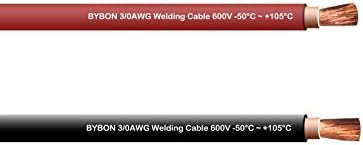 Bybon 3/0 AWG Welding Cable 600V COMBO PACK Black + Red (25 FT Each)