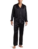 Intimo Men's Classic Silk Pajamas, Black, Large